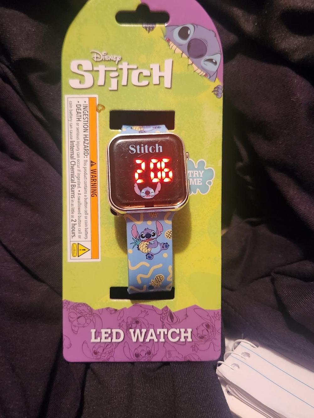Disney Stitch LED Watch - Light Blue Strap with Yellow Pineapple Accents